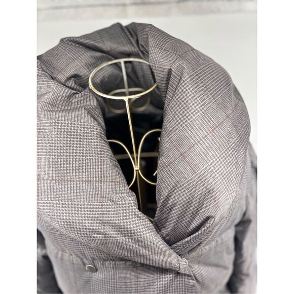 Theory Women's Jacket Grey Multi Glen Plaid Shawl Puffer Coat Size P - Picture 6 of 10